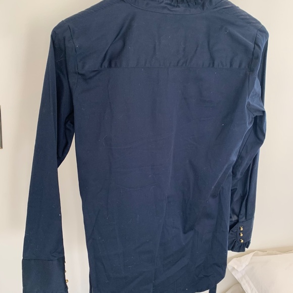 Navy Blue Long Sleeve Blouse - Picture 3 of 3